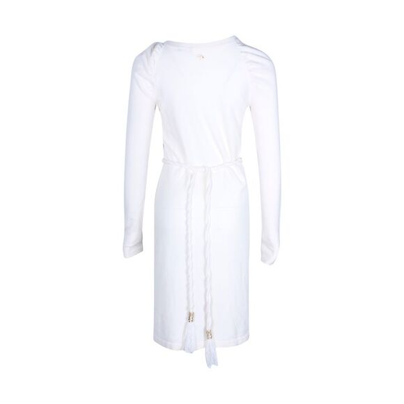 Chanel Long-Sleeve Knit Knee-Length Dress in Cream Cashmere